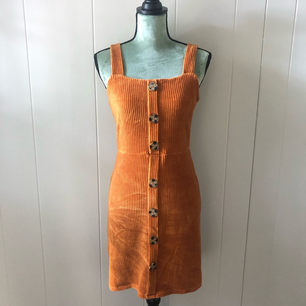Orange Corduroy Mini Dress